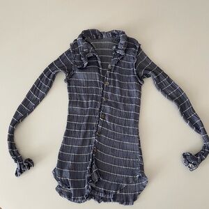 Blue Striped Button-Up Shirt